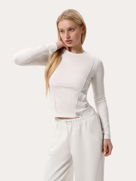 Long slim bianco con cuciture