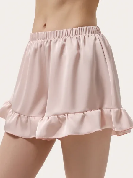 Mini shorts in seta color rosa cipria