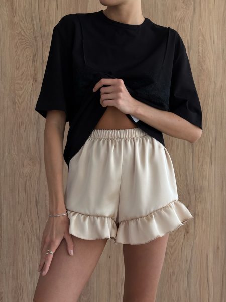 Mini short in seta color beige
