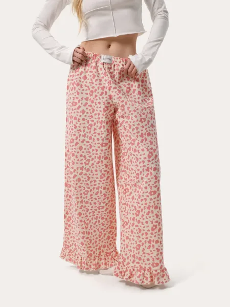 Pantaloni da casa caldi leopardati – rosa
