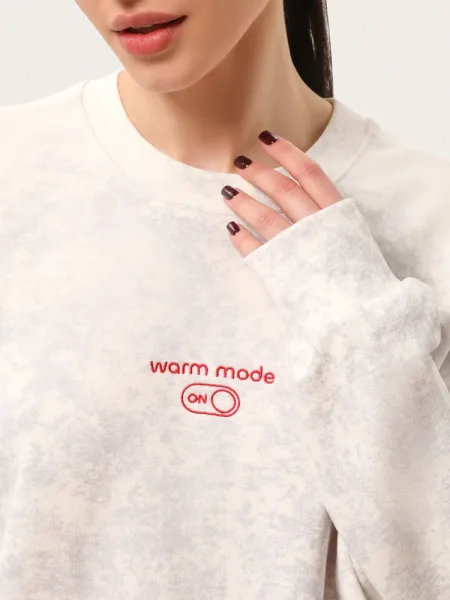 Felpa unisex con effetto termico e ricamo con scritta "Warm mode: ON"