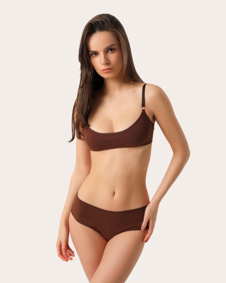 Set basic di biancheria in cotone color cioccolato
