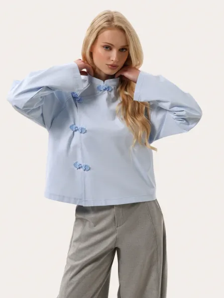 Camicia blu in stile asiatico