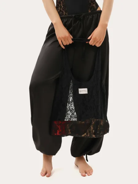 Shopper nera in pizzo