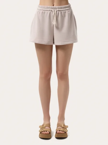 Shorts basic beige in felpa garzata a tre fili