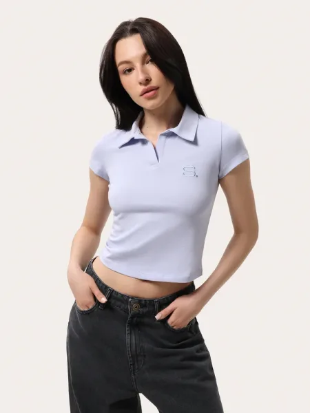Polo aderente blu fiordaliso