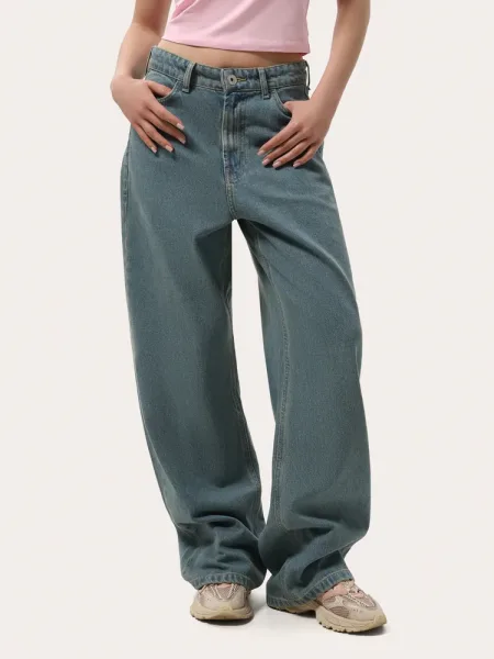 Jeans wide leg da donna blu