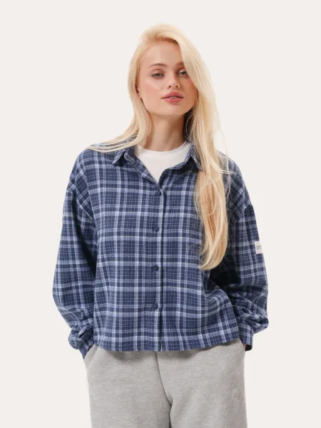 Camicia corta a quadri – blu