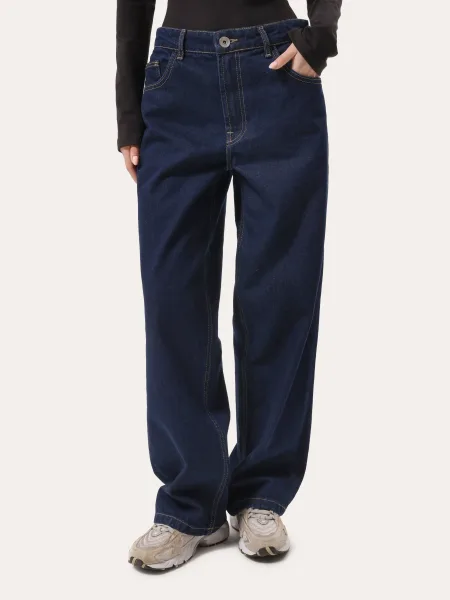 Jeans da donna dal taglio dritto – blu scuro