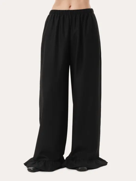 Pantaloni a righe con volant – neri