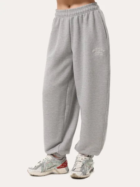 Jogger sportivi basic con ricamo – grigio mélange